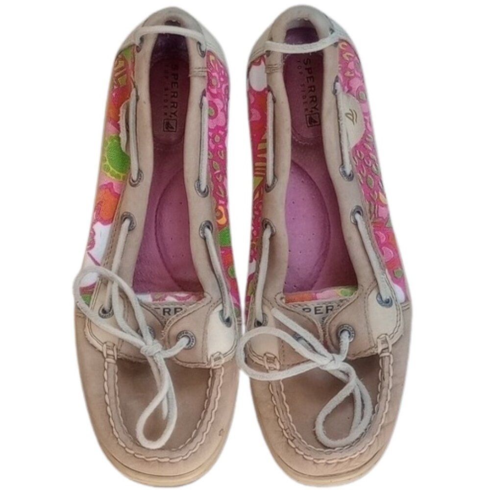 Sperry Top-Sider 8.5M Angelfish Oat Boat Floral Slip On Shoes Leather Pink